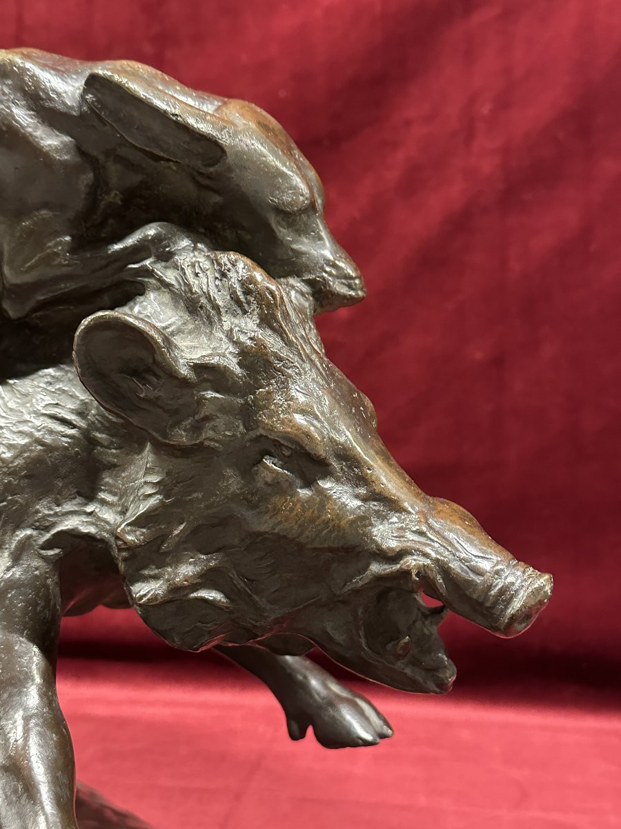 Isidore Jules Bonheur (1827-1901) Groupe de Bronze de Chasse-photo-6