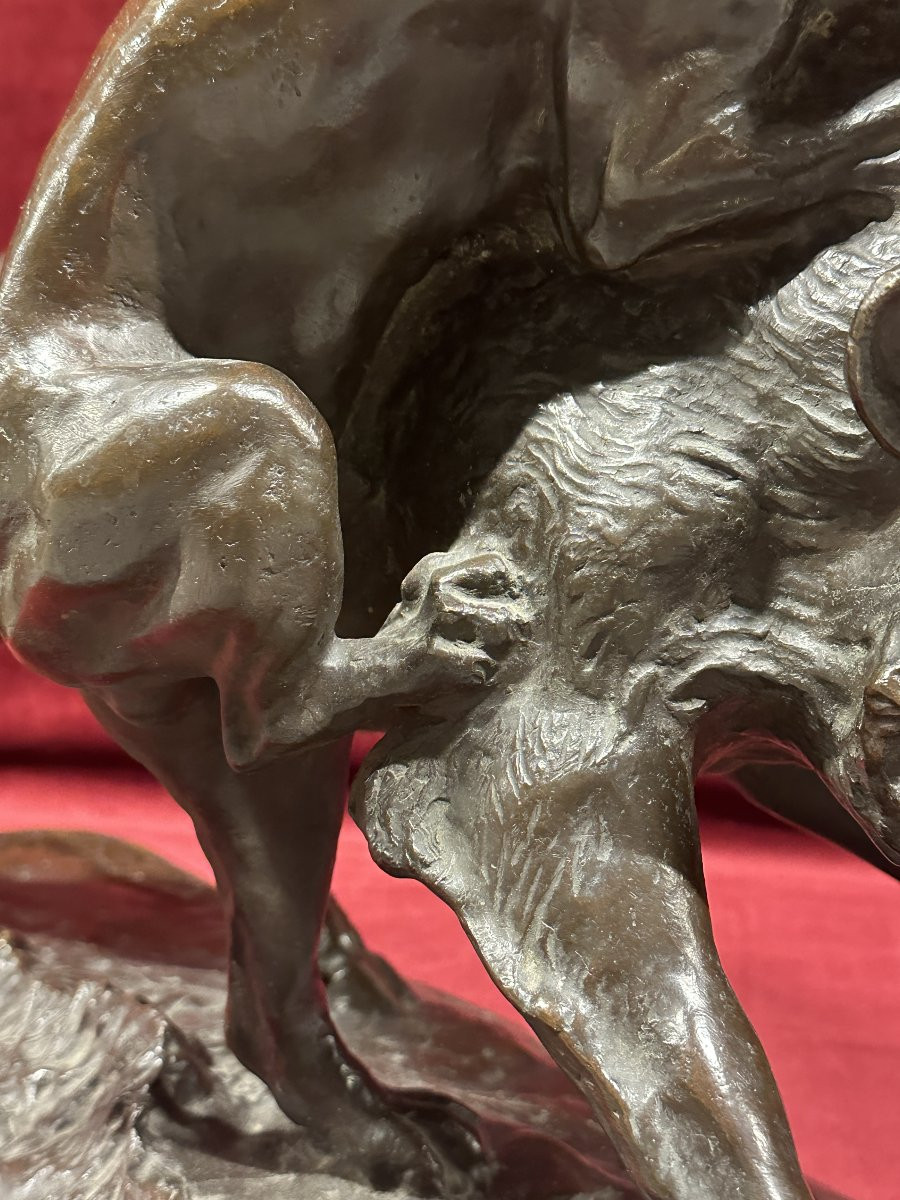 Isidore Jules Bonheur (1827-1901) Groupe de Bronze de Chasse-photo-7