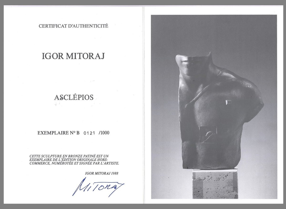 Igor Mitoraj “asclepios” Patinated Bronze Sculpture With Certificate, 1988-photo-4