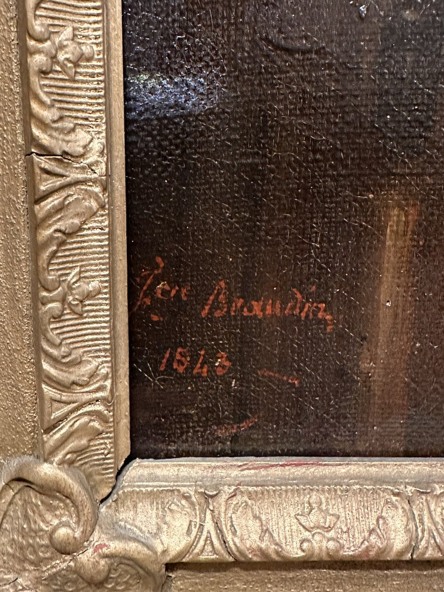 Grand Portrait de Femme, signé J. Braudin,  et daté 1843, Huile sur Toile-photo-2
