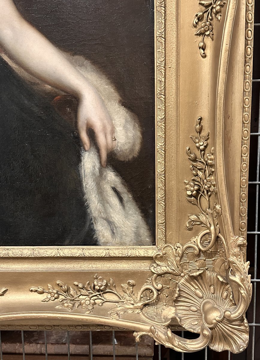 Grand Portrait de Femme, signé J. Braudin,  et daté 1843, Huile sur Toile-photo-2