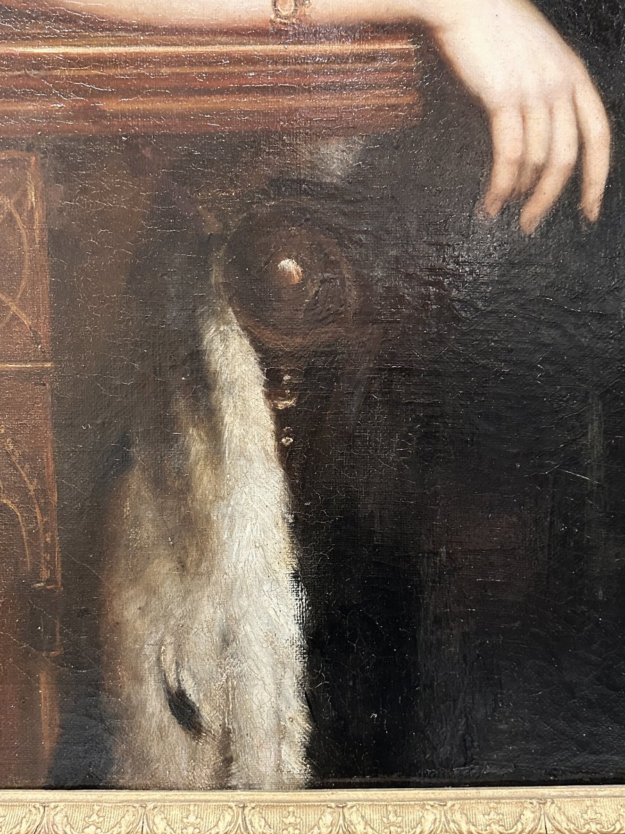 Grand Portrait de Femme, signé J. Braudin,  et daté 1843, Huile sur Toile-photo-4