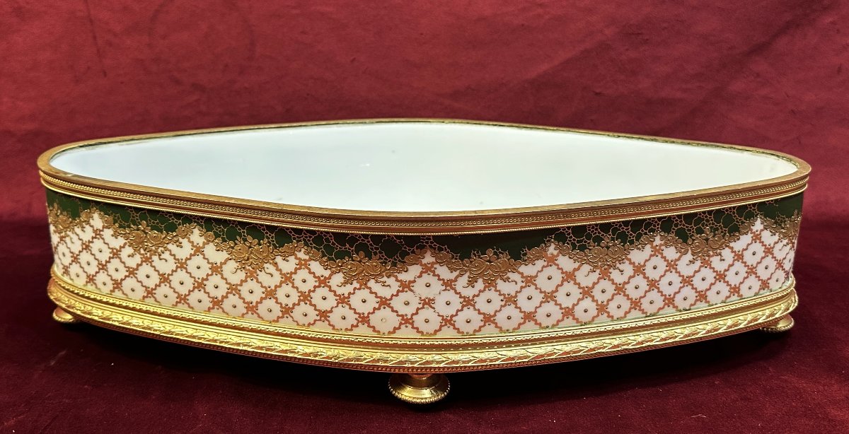 Oval Jardiniere Sèvres Porcelain And Gilt-bronze, Napoleon III Period-photo-2