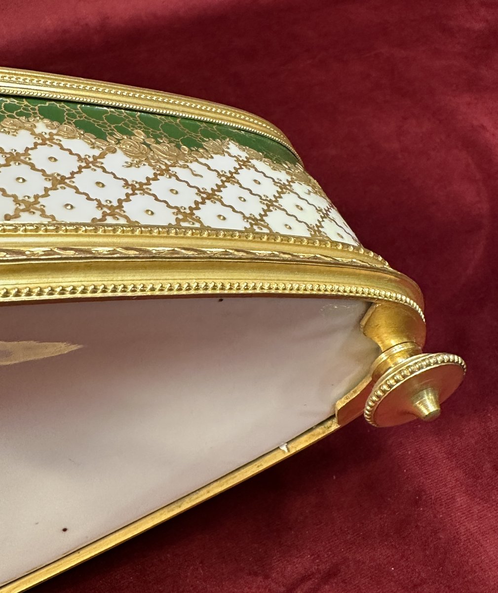 Oval Jardiniere Sèvres Porcelain And Gilt-bronze, Napoleon III Period-photo-3