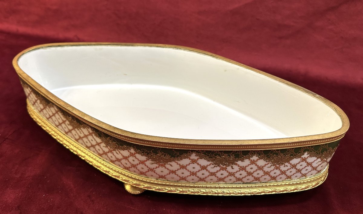 Oval Jardiniere Sèvres Porcelain And Gilt-bronze, Napoleon III Period-photo-5