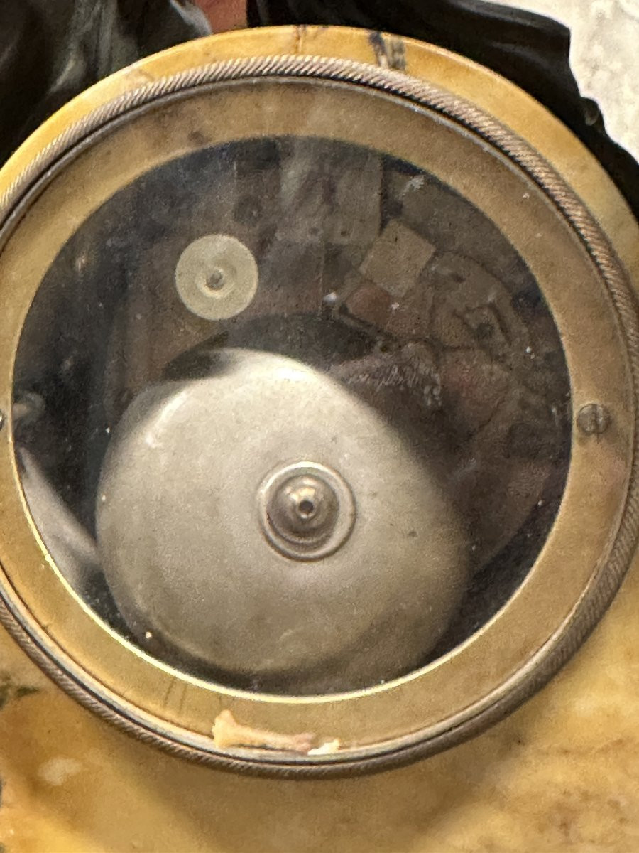 "cupid And Psyche" Clockset Patinated Bronze And Siena Marble, Charles X Period, Circa 1830-photo-6