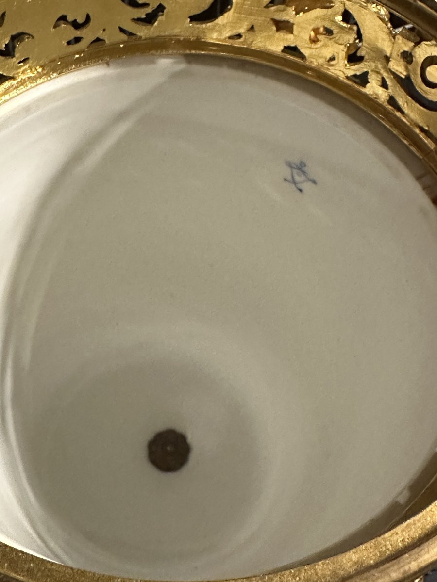 Large Sèvres Blue Porcelain And Gilded Bronze Mantel Set, Napoleon III 1870-photo-7