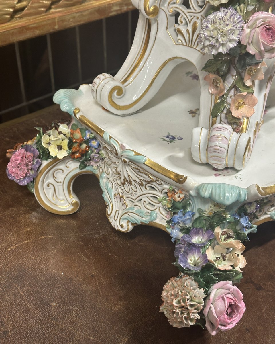 Grande Pendule de Cheminée Meissen avec Socle Modèle Figuratif 77 cm 19ème-photo-6
