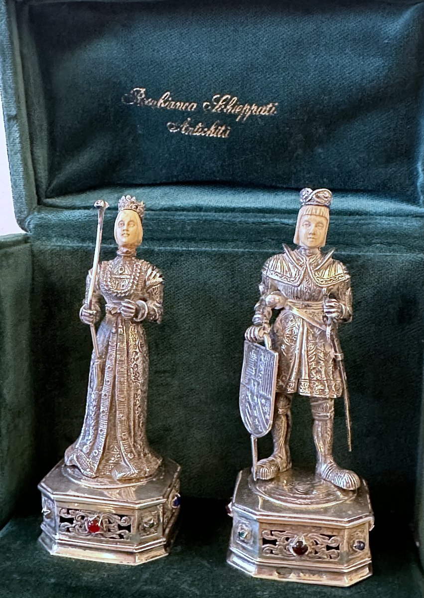 Paire de Figures en Argent – Philippe Ier de Castille et Bianca Maria Sforza-photo-2