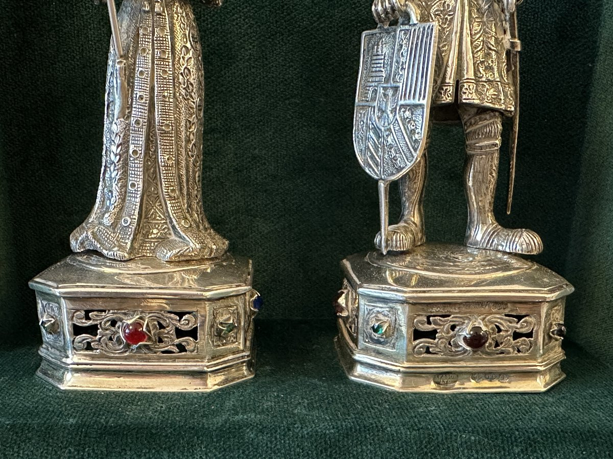 Paire de Figures en Argent – Philippe Ier de Castille et Bianca Maria Sforza-photo-1