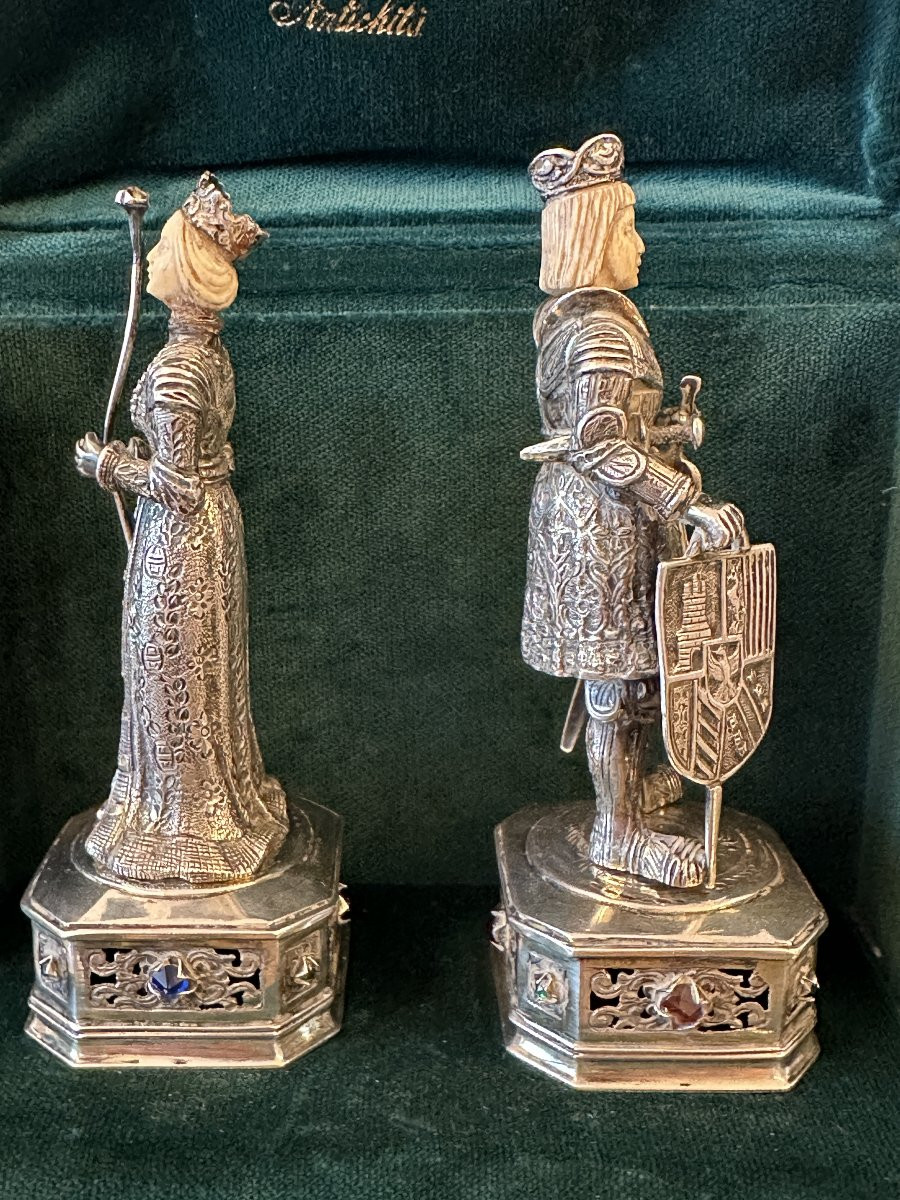 Paire de Figures en Argent – Philippe Ier de Castille et Bianca Maria Sforza-photo-3