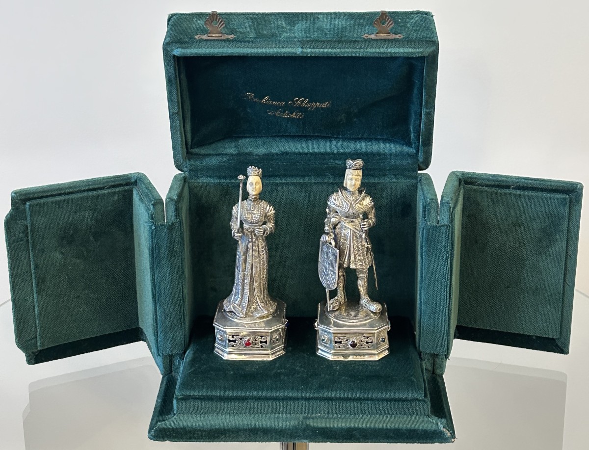 Paire de Figures en Argent – Philippe Ier de Castille et Bianca Maria Sforza