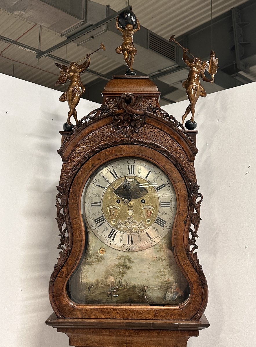 Grande Horloge de Parquet Amsterdam vers 1730, signee H. Rasteur-photo-2