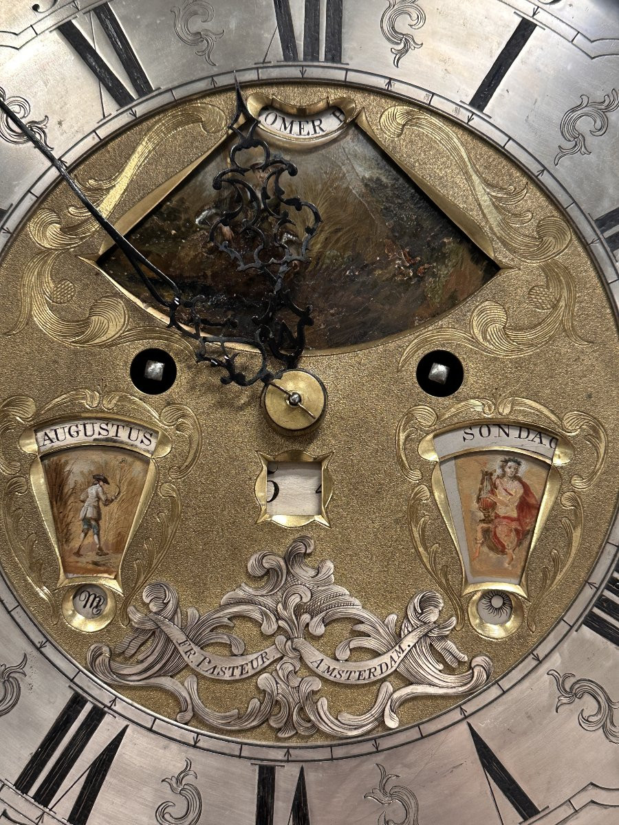 Grande Horloge de Parquet Amsterdam vers 1730, signee H. Rasteur-photo-5