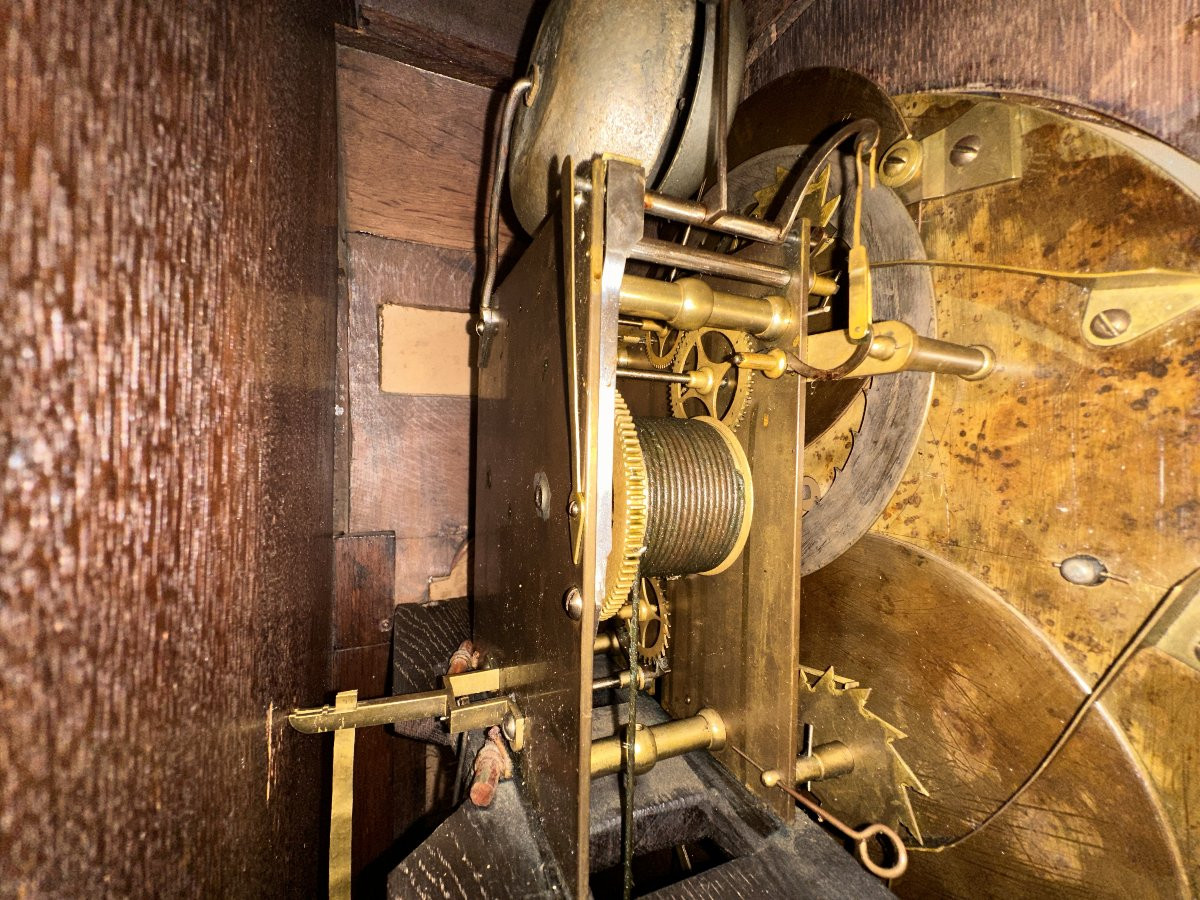 Grande Horloge de Parquet Amsterdam vers 1730, signee H. Rasteur-photo-6