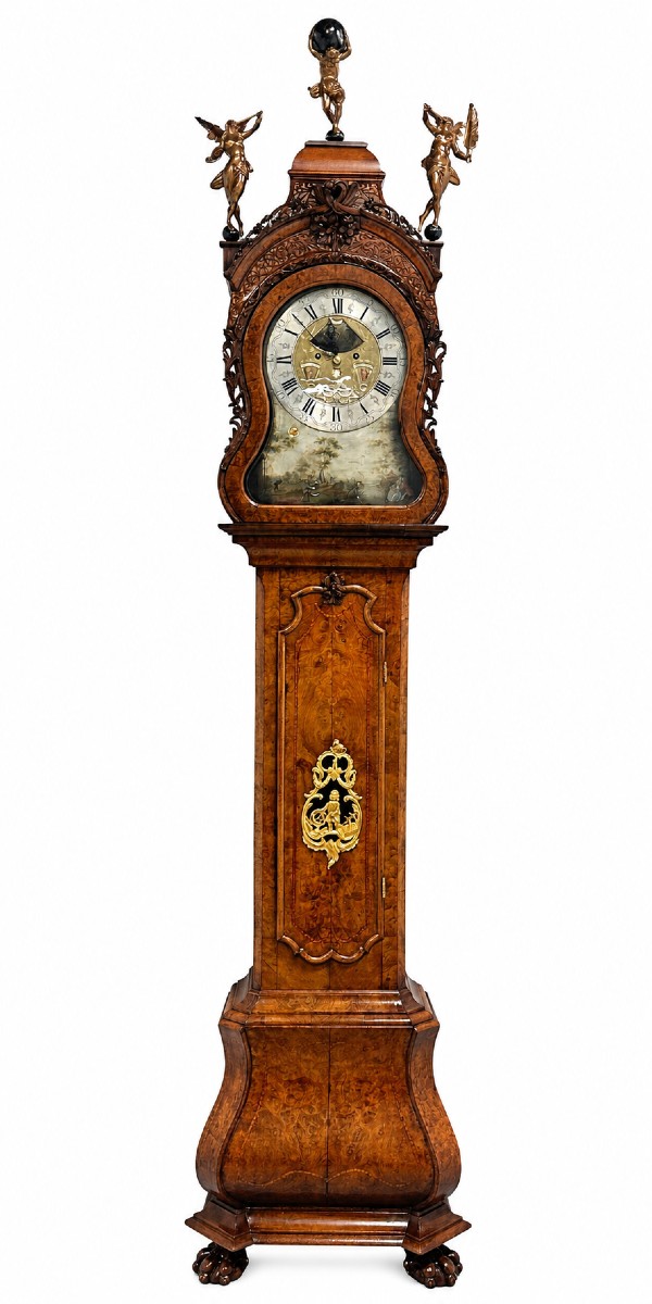Grande Horloge de Parquet Amsterdam vers 1730, signee H. Rasteur