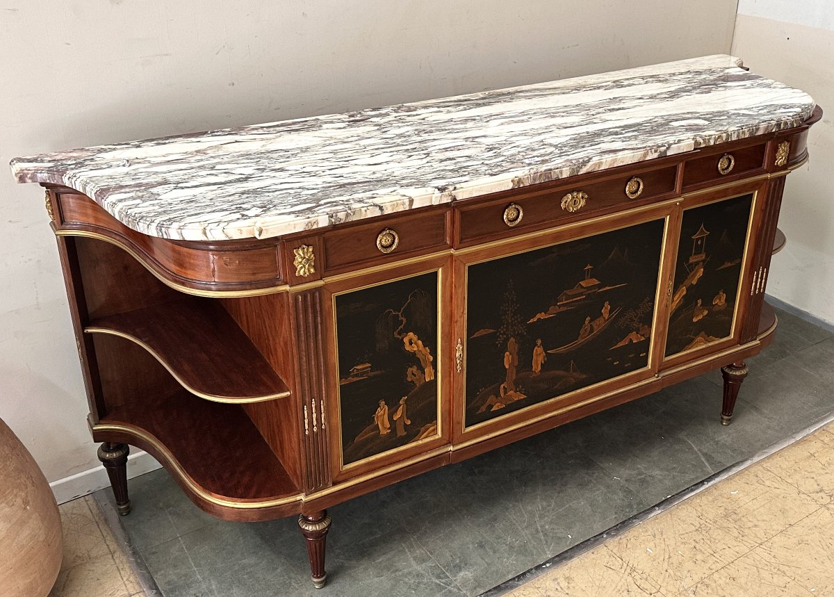 François Linke Large Buffet Signed Louis XVI Style Late 19th Century-photo-3