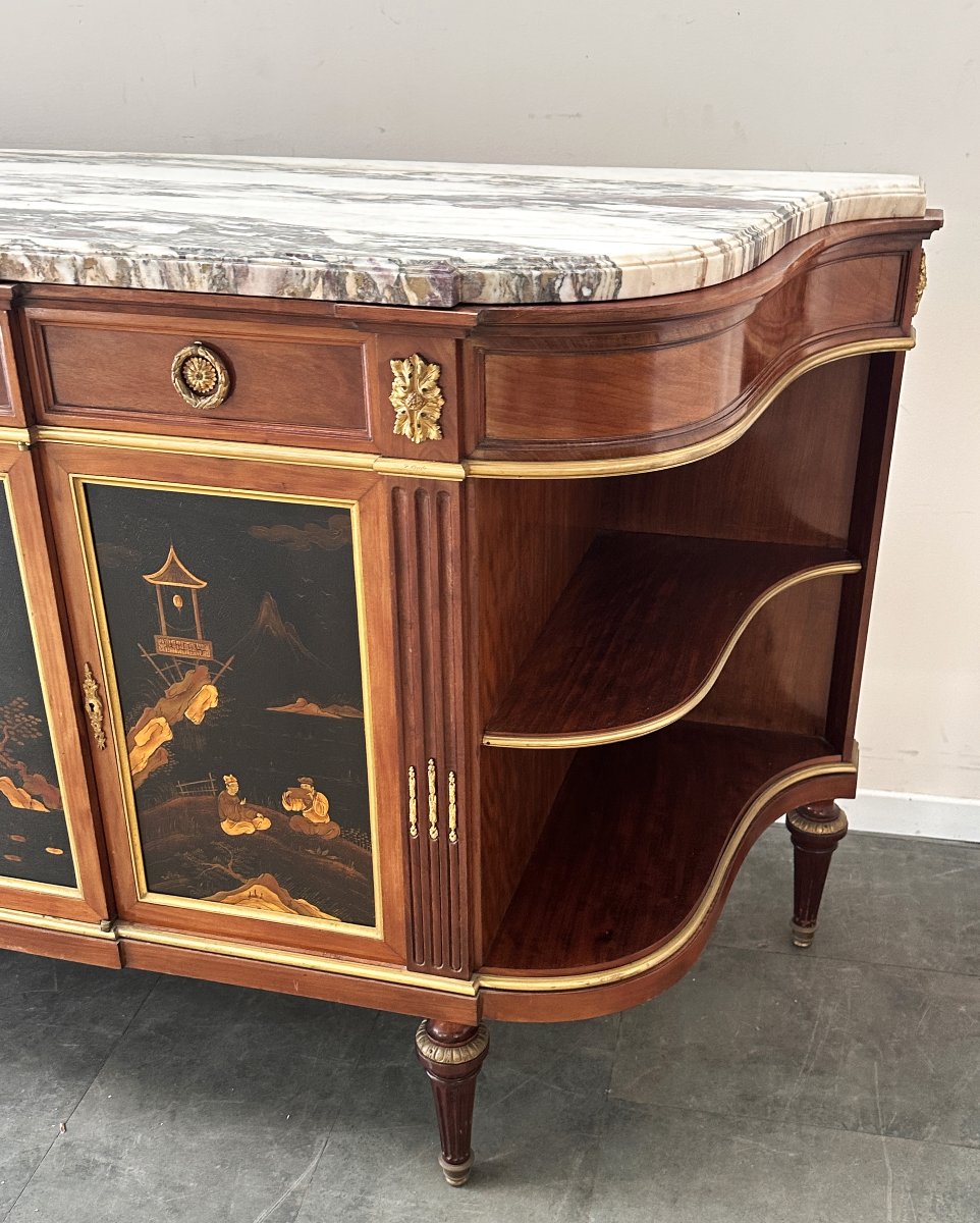 François Linke Large Buffet Signed Louis XVI Style Late 19th Century-photo-2