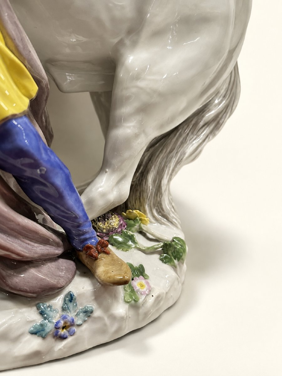 Large Meissen Porcelain Figure, Jeune Maure Au Cheval Blanc, After Kändler-photo-4