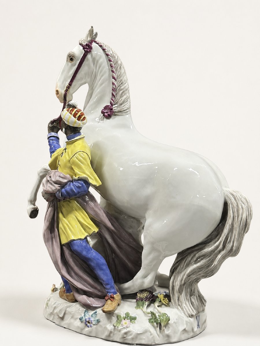 Large Meissen Porcelain Figure, Jeune Maure Au Cheval Blanc, After Kändler-photo-5