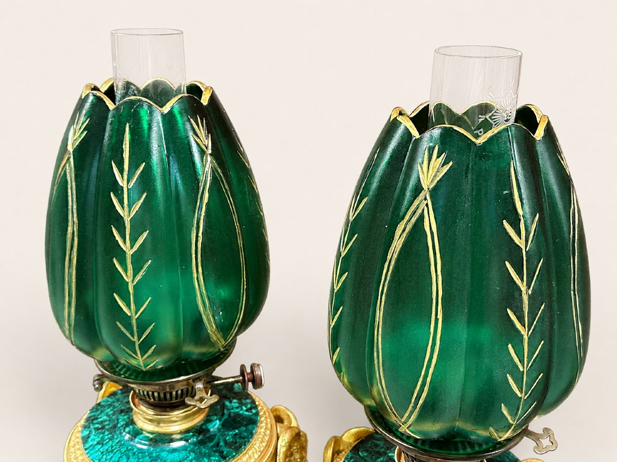 Pair Of Malachite Lamps-photo-3