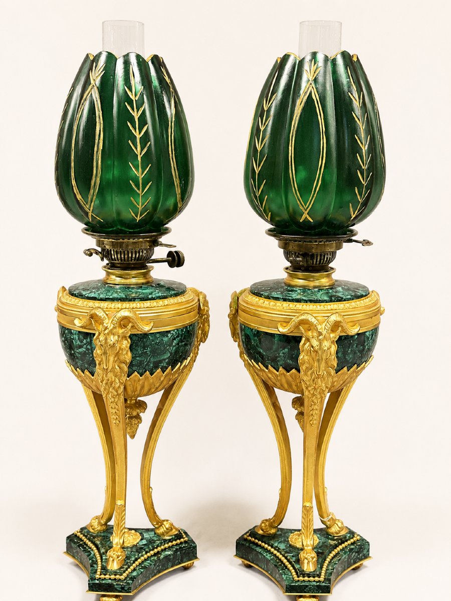 Pair Of Malachite Lamps-photo-1