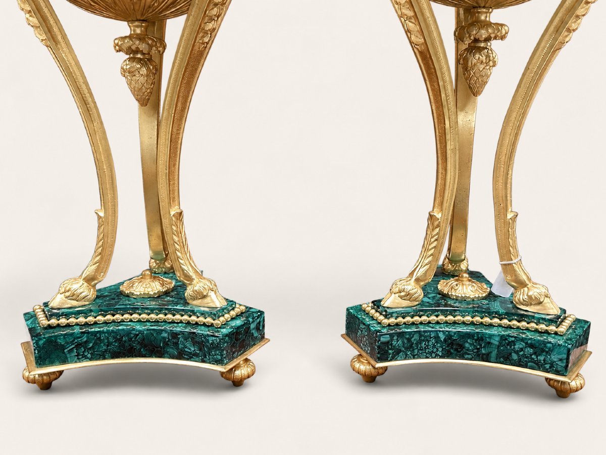 Pair Of Malachite Lamps-photo-2