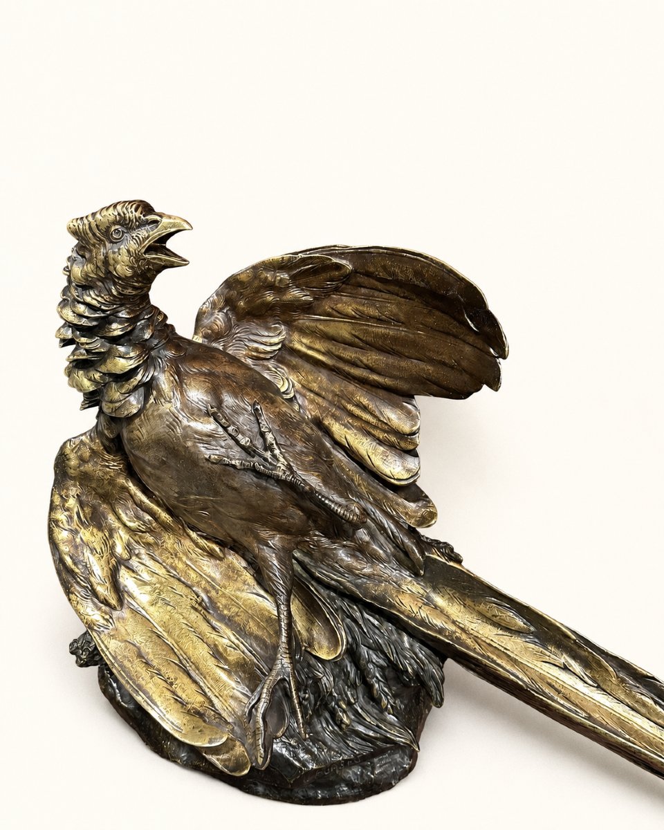 Léon Bureau (1866-1906) Grand Faisan en Bronze-photo-3