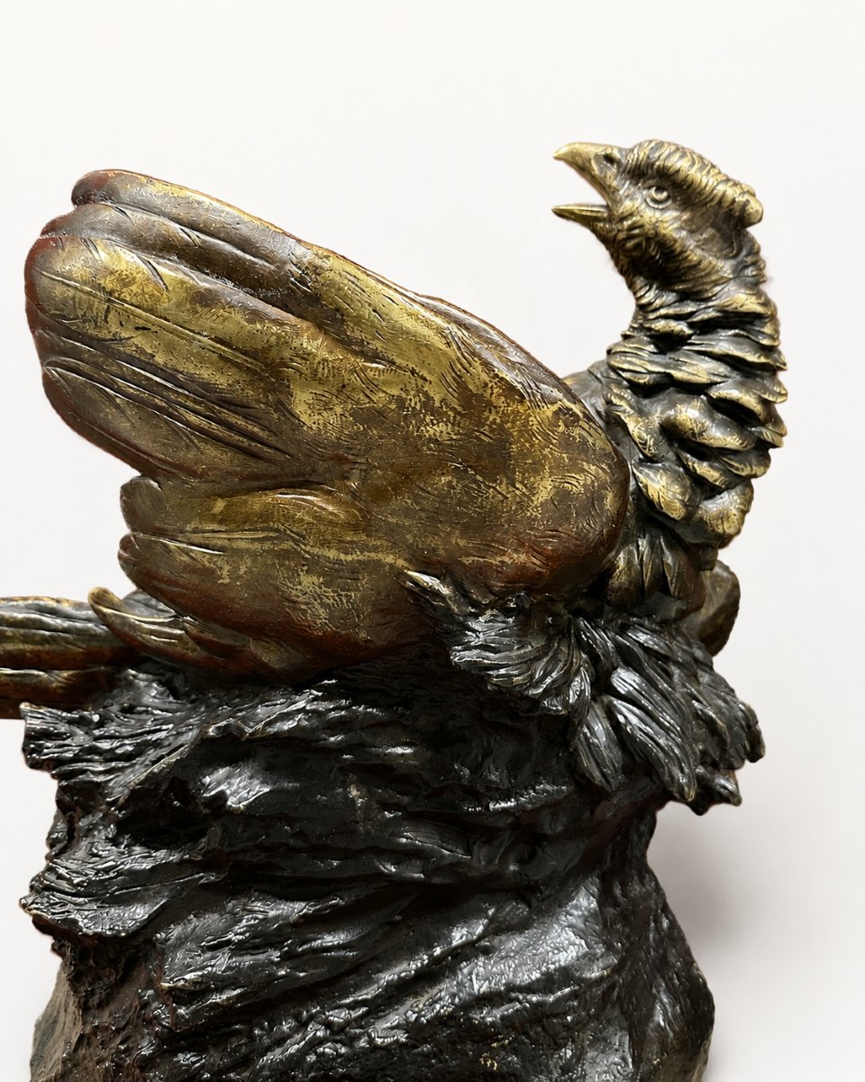 Léon Bureau (1866-1906) Grand Faisan en Bronze-photo-5