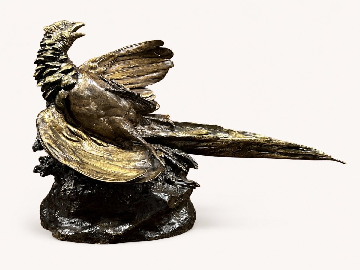 Léon Bureau (1866-1906) Grand Faisan en Bronze