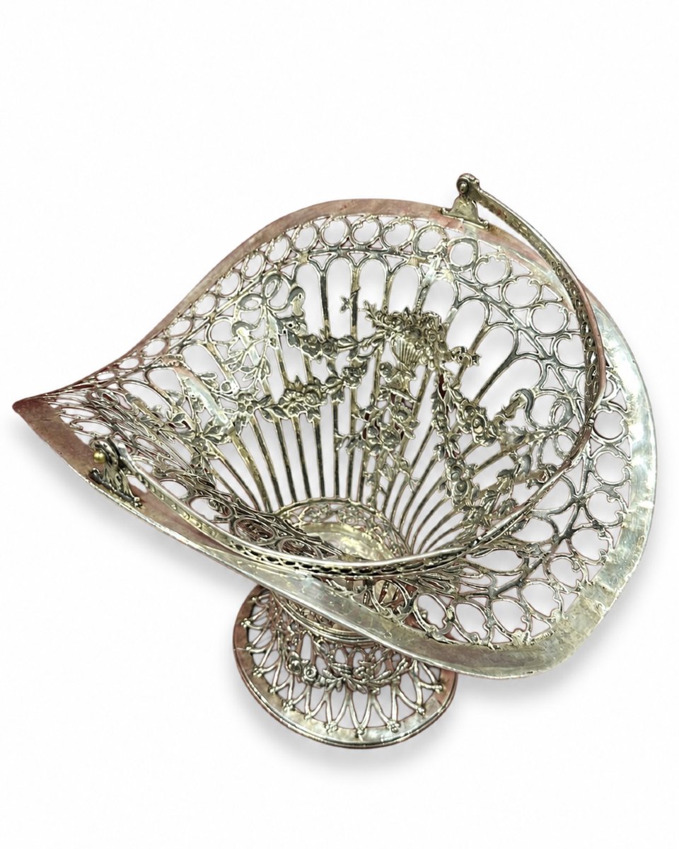 German Art Nouveau Openwork Silver .800 Basket-photo-4