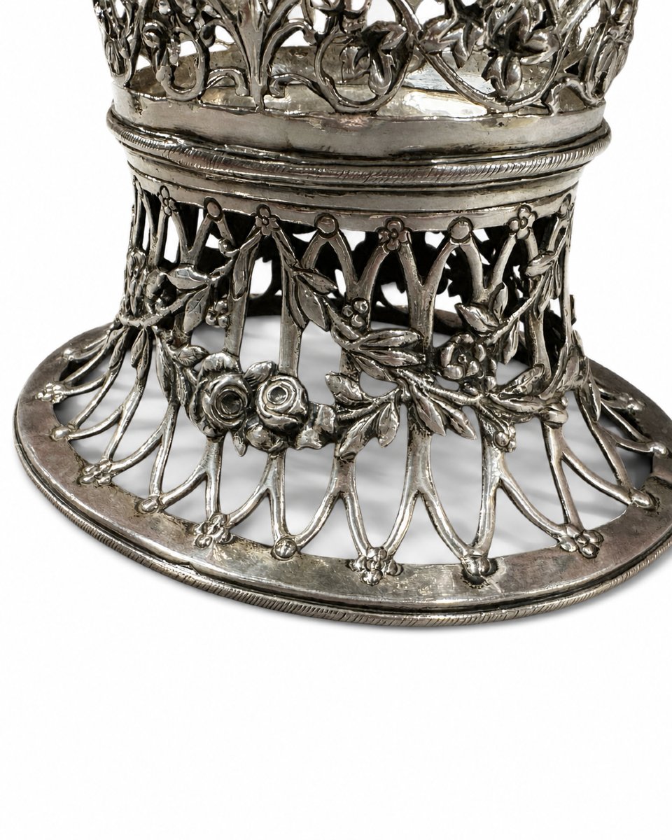 German Art Nouveau Openwork Silver .800 Basket-photo-1