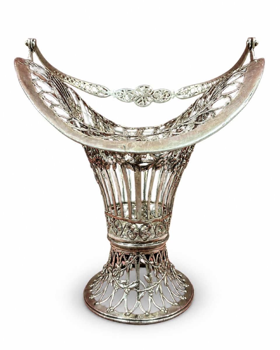 German Art Nouveau Openwork Silver .800 Basket-photo-7