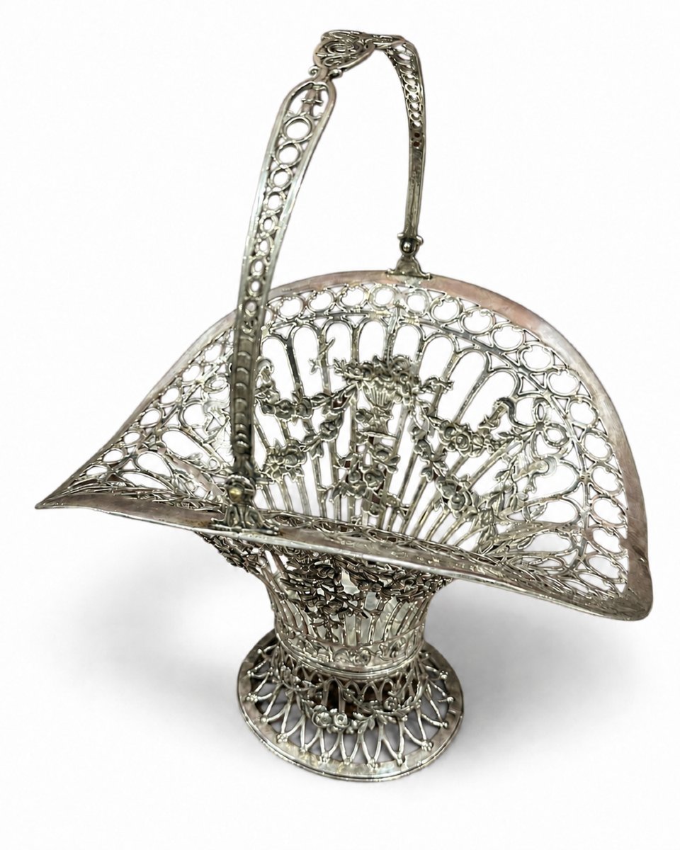 German Art Nouveau Openwork Silver .800 Basket
