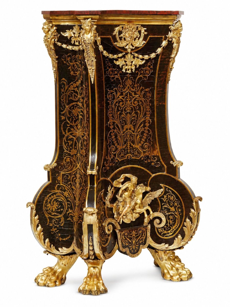 Importante Pendule Boulle Sur Gaine En Écaille Brune Et Bronze Doré, Signée Thuret Paris-photo-3