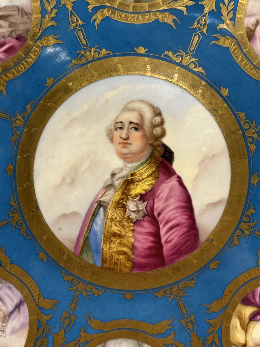 Decorative Sèvres Porcelain Plate, Louis XVI And The Women Of The French Court, 19th Century-photo-3
