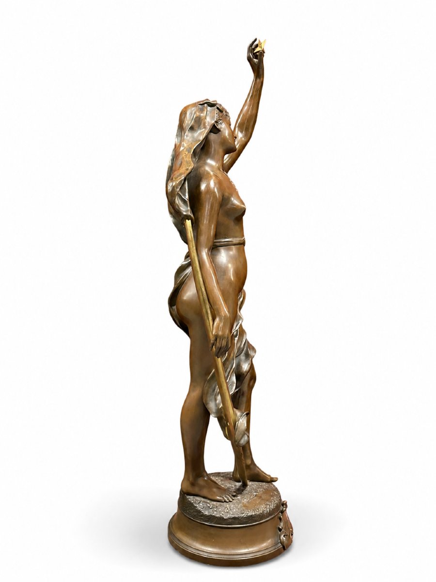 Grande Sculpture en Bronze "L’Étoile du Berger" Henri-Louis Levasseur (1853-1934)-photo-3