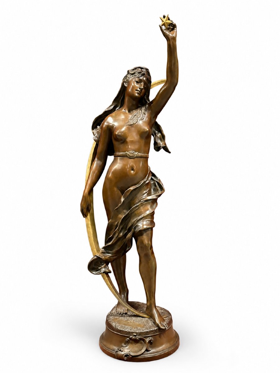 Grande Sculpture en Bronze "L’Étoile du Berger" Henri-Louis Levasseur (1853-1934)-photo-5