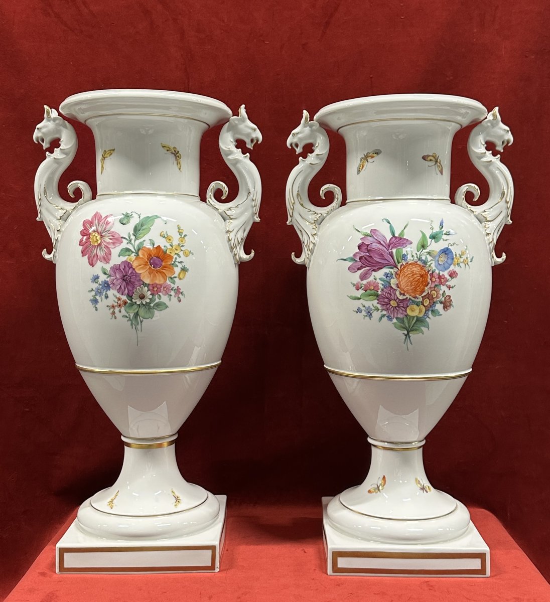 Paire de Grands Vases en Porcelaine KPM Berlin, vers 1900