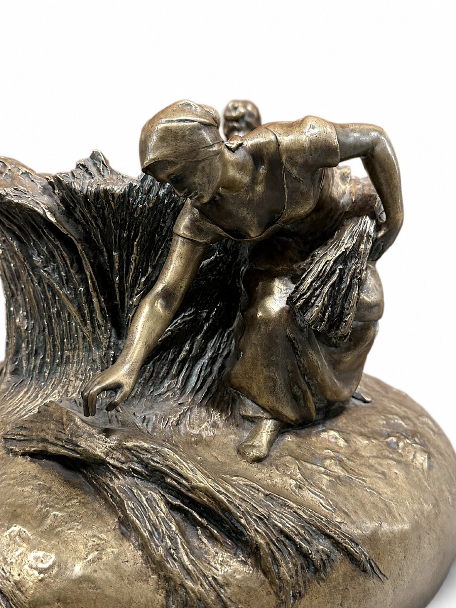 Antonin Larroux “Les Moissons” 1899 Grand vase  en Bronze Patiné-photo-4