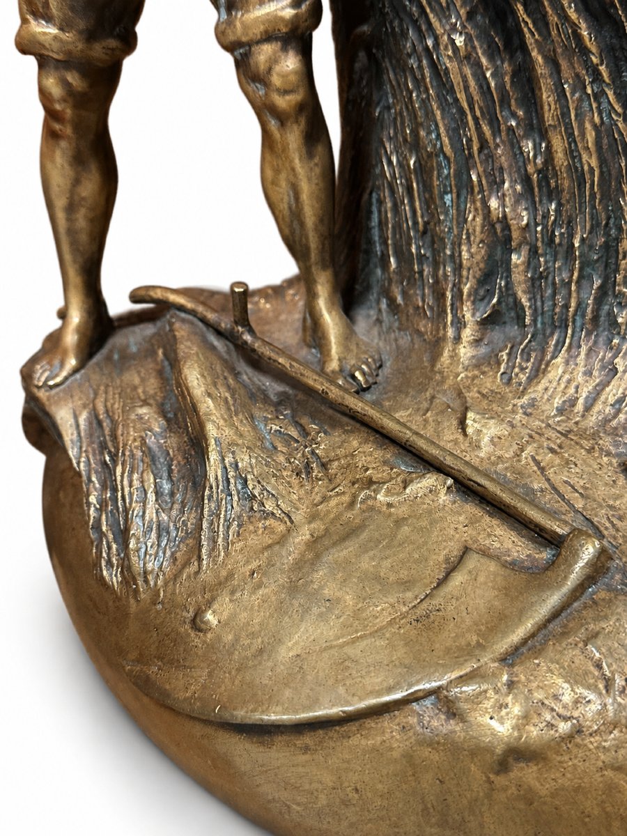 Antonin Larroux “Les Moissons” 1899 Grand vase  en Bronze Patiné-photo-1
