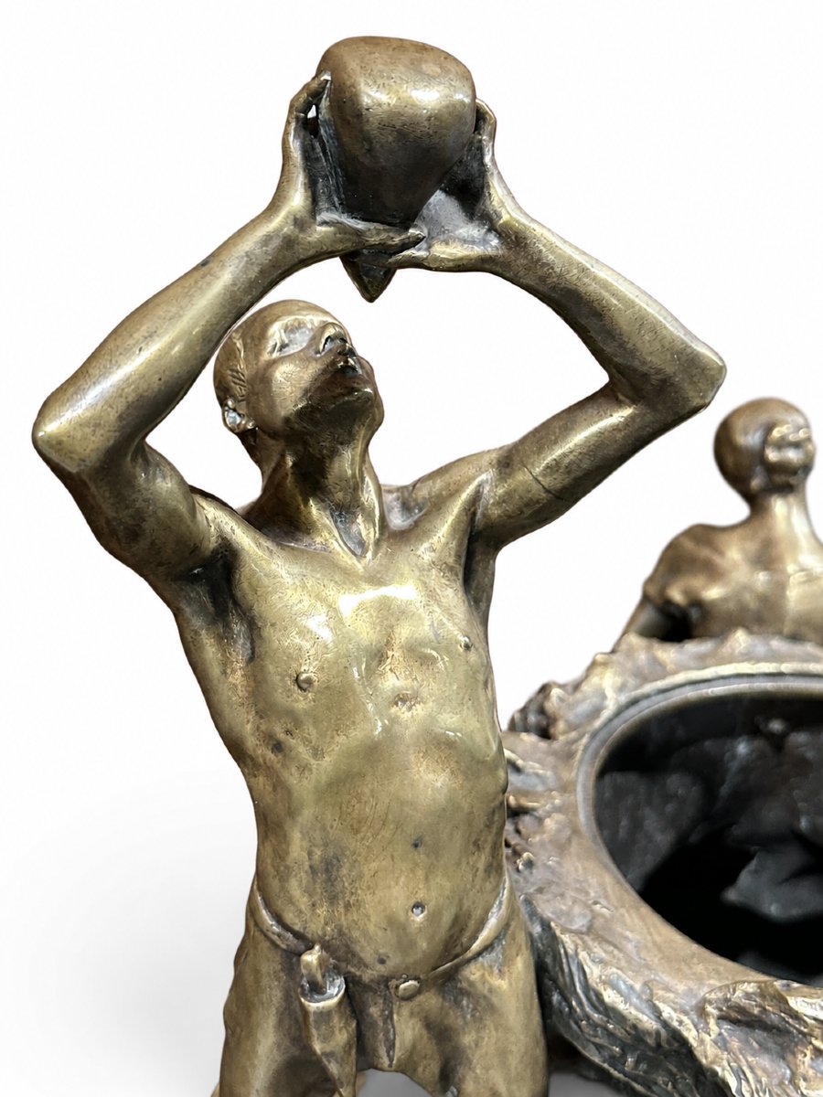 Antonin Larroux “Les Moissons” 1899 Grand vase  en Bronze Patiné-photo-3