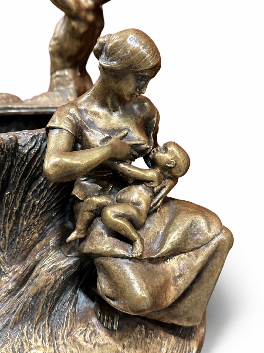 Antonin Larroux “Les Moissons” 1899 Grand vase  en Bronze Patiné-photo-6