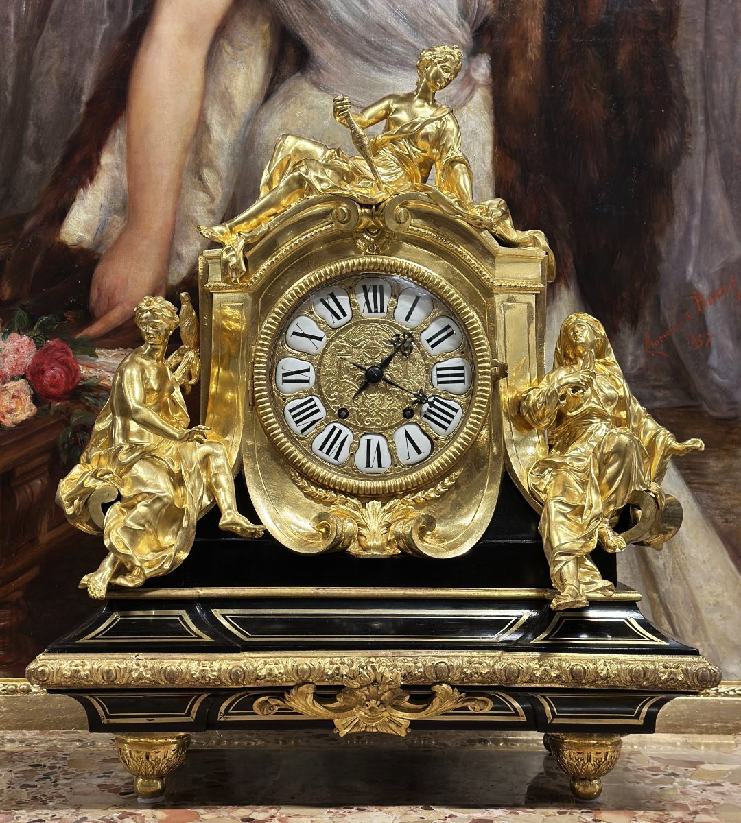 Important Pendule aux Parques de style Louis XIV d’après André-Charles Boulle
