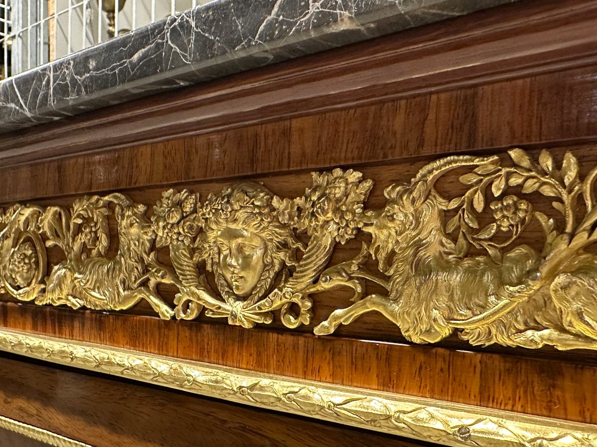 Important Vitrine By J. Zwiener, Louis XVI Style, Palissandre Gilt-bronze And Meissen Porcelain-photo-2