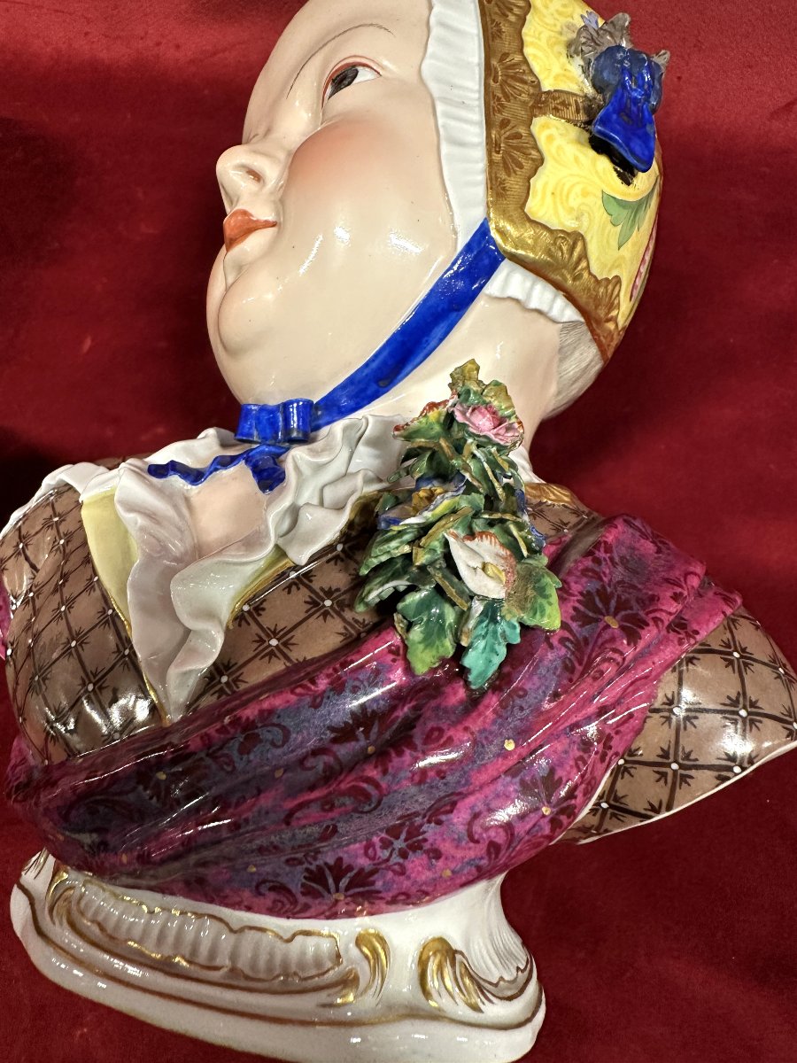 Paire de Bustes d’enfants de la Maison de Bourbon, Meissen, d’après J. J. Kändler-photo-6
