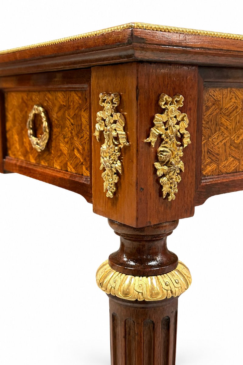 François Linke (1855-1946) Writing Desk, Louis XVI Style, Rosewood, Marquetry, Gilt-bronze-photo-4