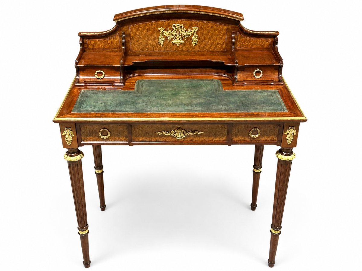 François Linke (1855-1946) Writing Desk, Louis XVI Style, Rosewood, Marquetry, Gilt-bronze