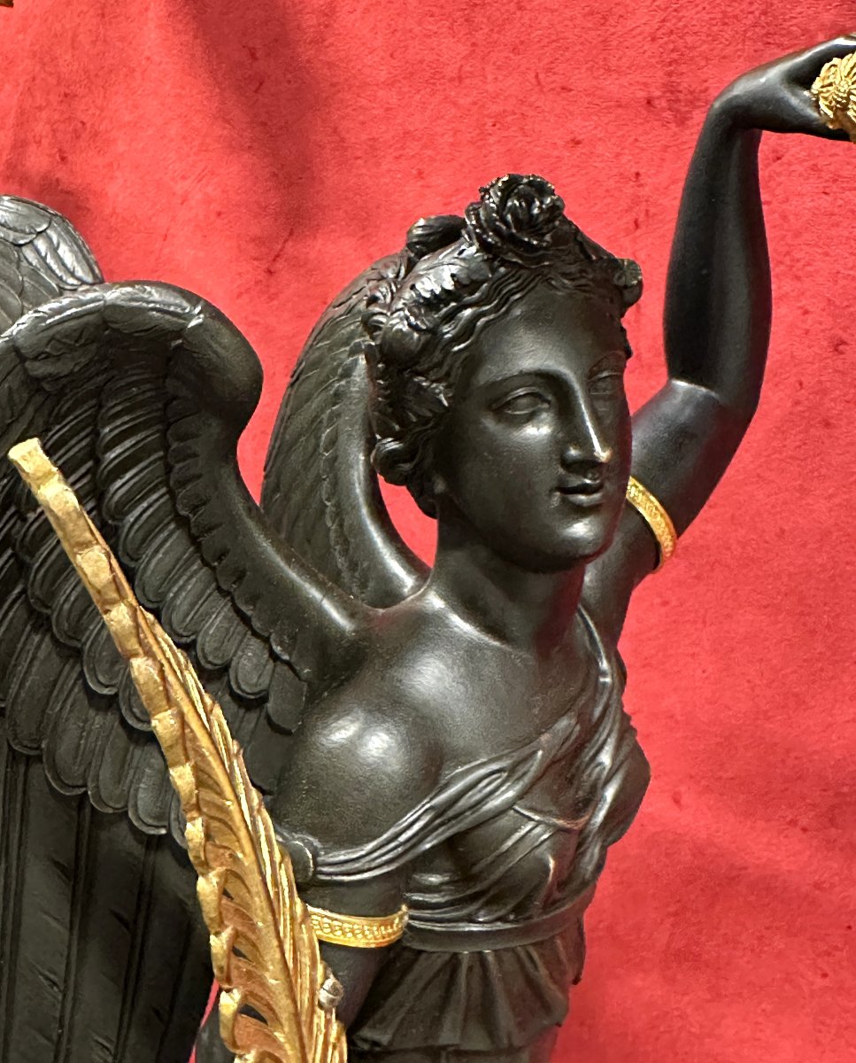 Pair Of Empire Candelabra In Gilded And Patinated Bronze-photo-4