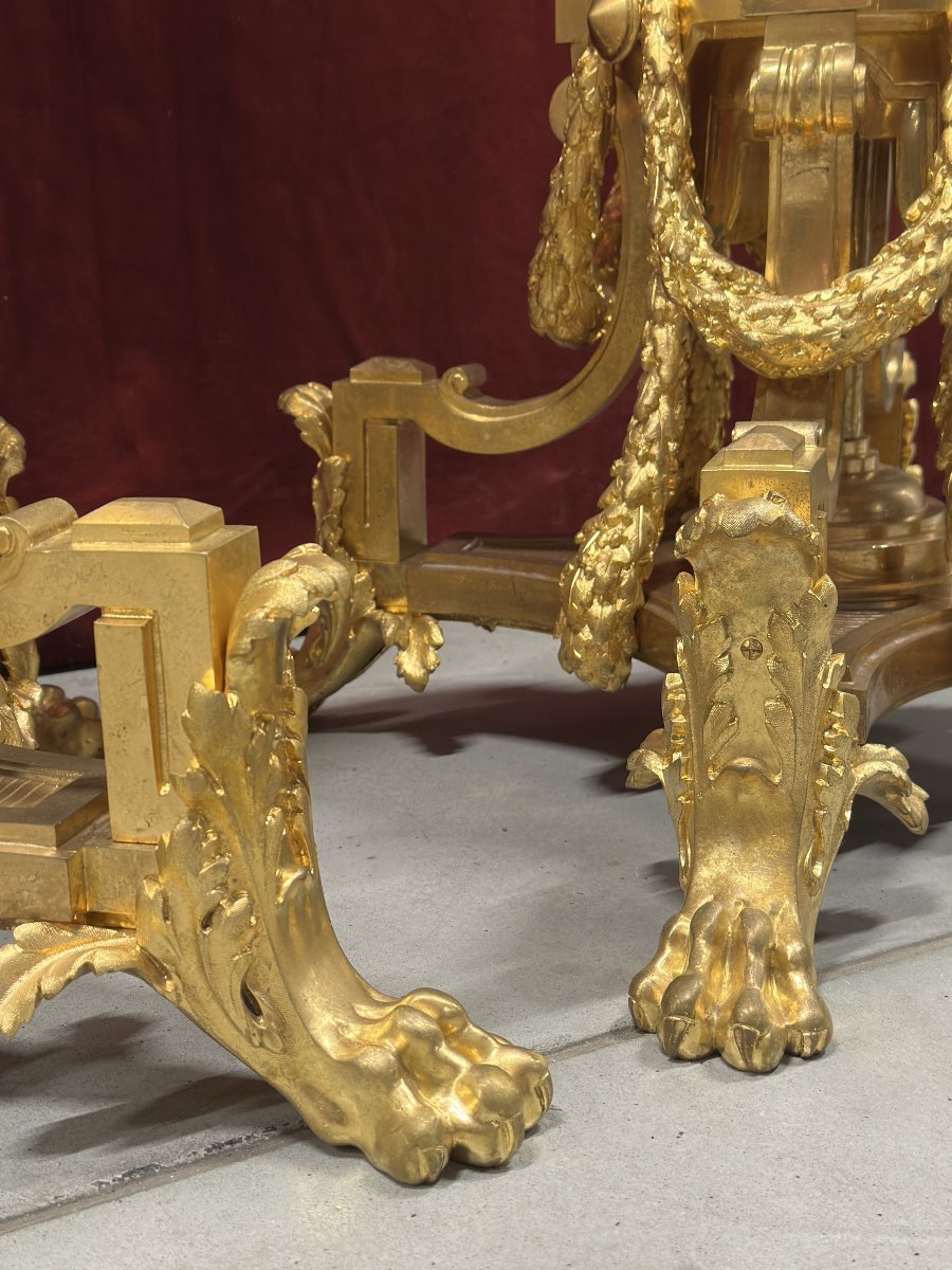 Important Paire De Torchères De Style Louis XVI En Bronze Doré, France, Vers 1880-photo-1